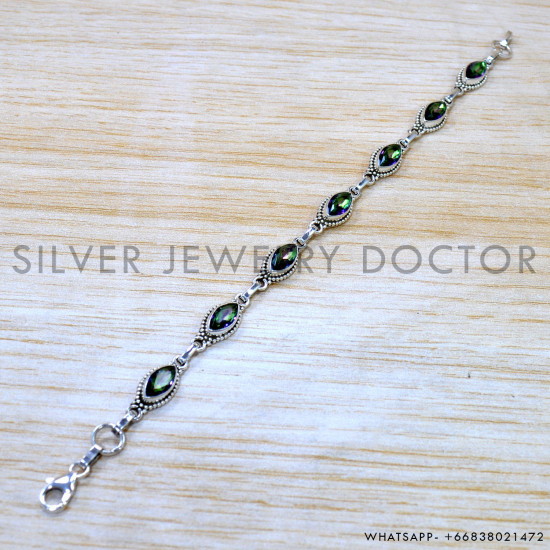 Mystic Topaz 925 Sterling Silver Bracelet (SJWBR-639) Mystic Topaz 925 Sterling Silver Bracelet (SJWBR-639)