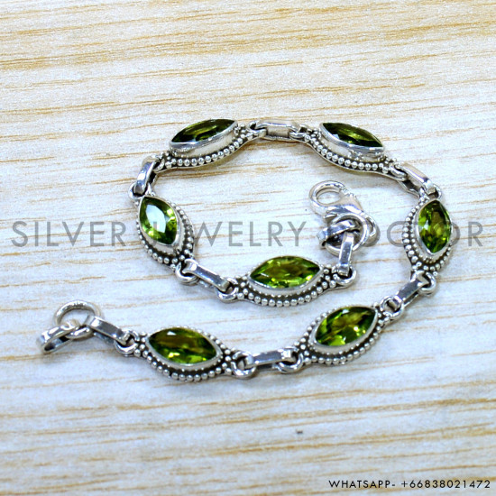 Peridot 925 Sterling Silver Bracelet (SJWBR-641) Peridot 925 Sterling Silver Bracelet (SJWBR-641)
