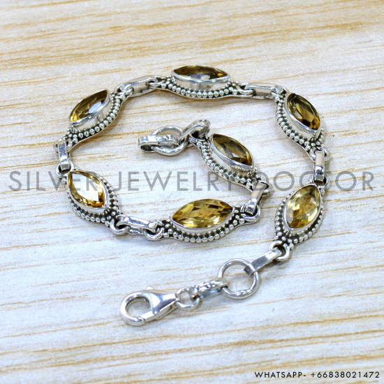 Citrine 925 Sterling Silver Bracelet (SJWBR-643) Citrine 925 Sterling Silver Bracelet (SJWBR-643)