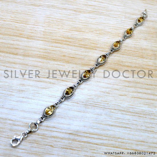 Citrine 925 Sterling Silver Bracelet (SJWBR-643) Citrine 925 Sterling Silver Bracelet (SJWBR-643)