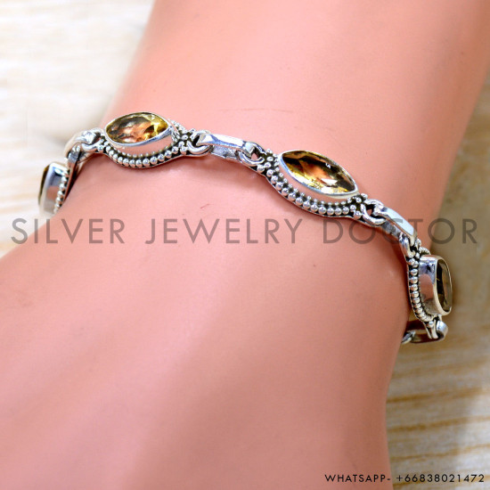 Citrine 925 Sterling Silver Bracelet (SJWBR-643) Citrine 925 Sterling Silver Bracelet (SJWBR-643)