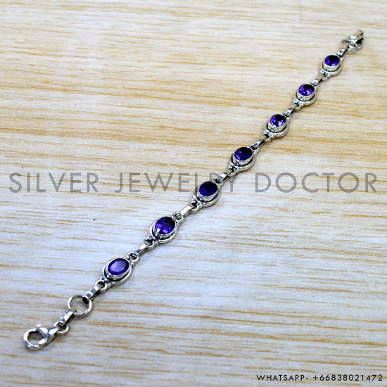 Amethyst 925 Sterling Silver Bracelet (SJWBR-644) Amethyst 925 Sterling Silver Bracelet (SJWBR-644)