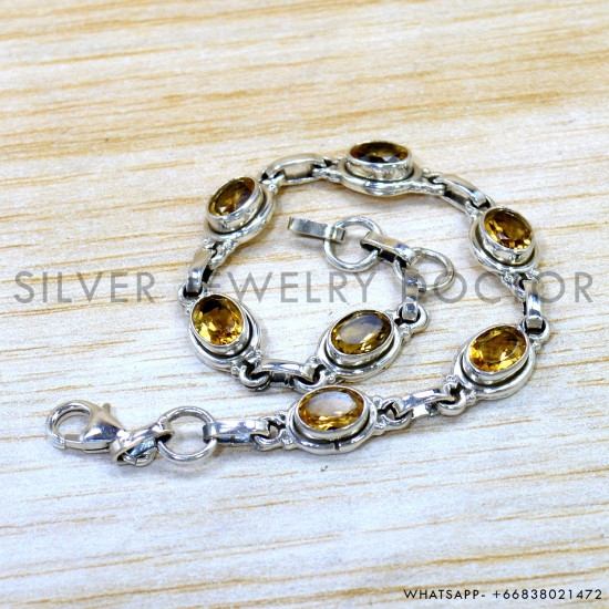 Citrine 925 Sterling Silver Bracelet (SJWBR-645) Citrine 925 Sterling Silver Bracelet (SJWBR-645)