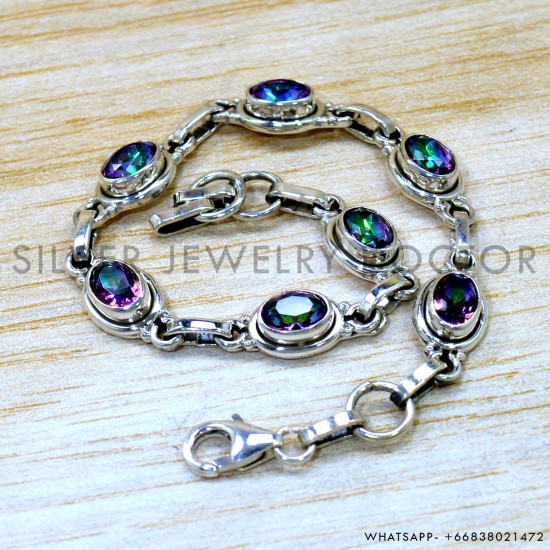 Mystic Topaz 925 Sterling Silver Bracelet (SJWBR-647) Mystic Topaz 925 Sterling Silver Bracelet (SJWBR-647)
