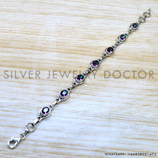 Mystic Topaz 925 Sterling Silver Bracelet (SJWBR-647) Mystic Topaz 925 Sterling Silver Bracelet (SJWBR-647)