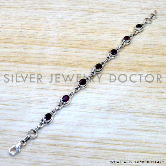 Garnet 925 Sterling Silver Bracelet (SJWBR-648) Garnet 925 Sterling Silver Bracelet (SJWBR-648)