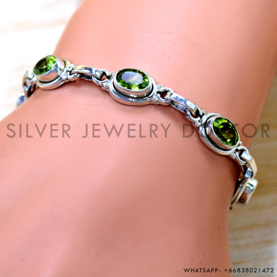 Peridot 925 Sterling Silver Bracelet (SJWBR-649) Peridot 925 Sterling Silver Bracelet (SJWBR-649)