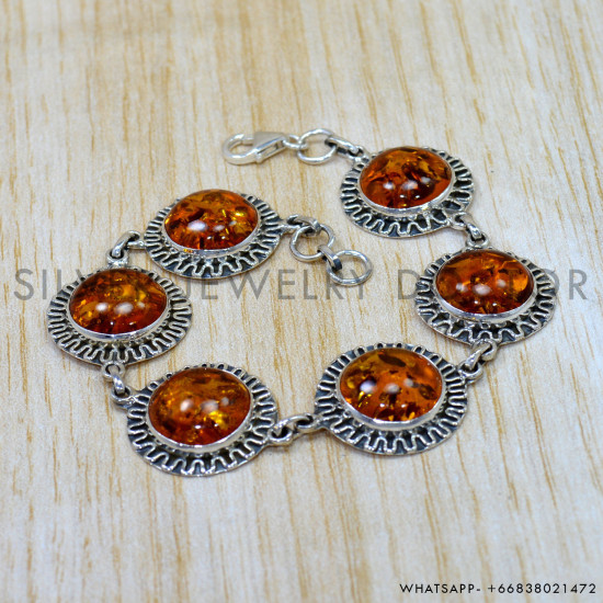 Amber 925 Sterling Silver Bracelet (SJWBR-650) Amber 925 Sterling Silver Bracelet (SJWBR-650)