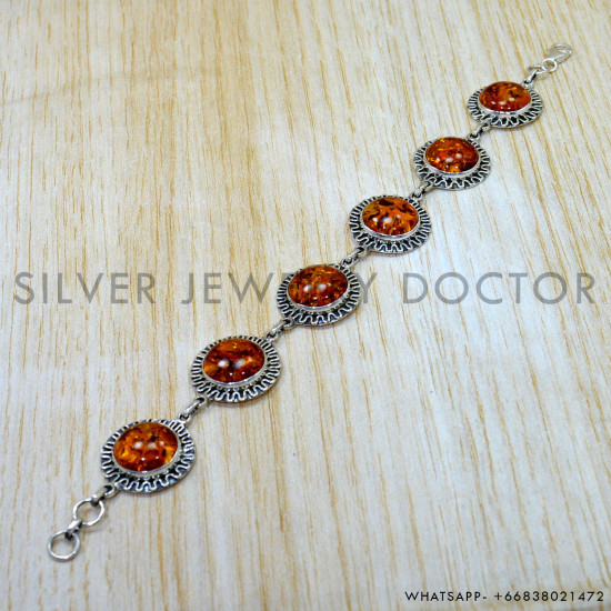Amber 925 Sterling Silver Bracelet (SJWBR-650) Amber 925 Sterling Silver Bracelet (SJWBR-650)