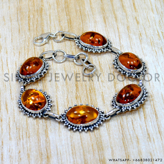 Amber 925 Sterling Silver Bracelet (SJWBR-651) Amber 925 Sterling Silver Bracelet (SJWBR-651)