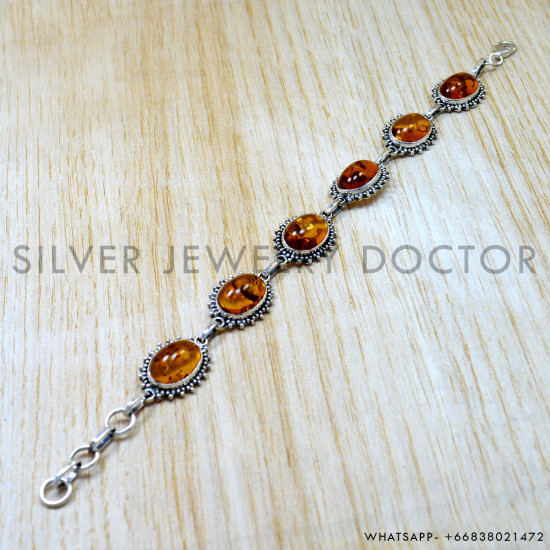 Amber 925 Sterling Silver Bracelet (SJWBR-651) Amber 925 Sterling Silver Bracelet (SJWBR-651)