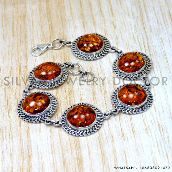 Amber 925 Sterling Silver Bracelet (SJWBR-652) Amber 925 Sterling Silver Bracelet (SJWBR-652)