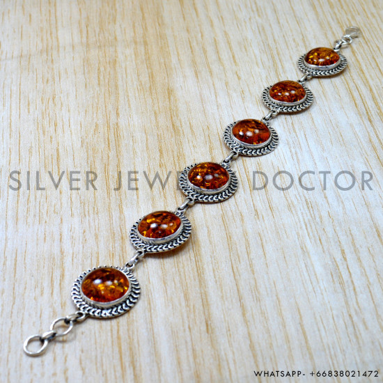 Amber 925 Sterling Silver Bracelet (SJWBR-652) Amber 925 Sterling Silver Bracelet (SJWBR-652)