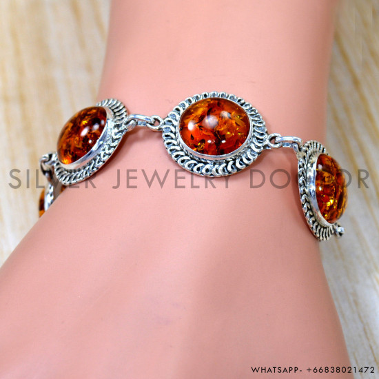 Amber 925 Sterling Silver Bracelet (SJWBR-652) Amber 925 Sterling Silver Bracelet (SJWBR-652)
