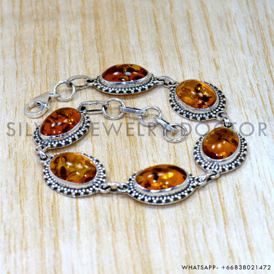 Amber 925 Sterling Silver Bracelet (SJWBR-653) Amber 925 Sterling Silver Bracelet (SJWBR-653)