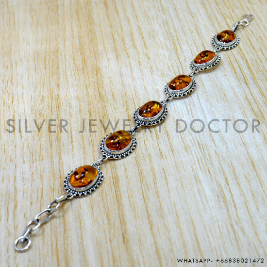 Amber 925 Sterling Silver Bracelet (SJWBR-653) Amber 925 Sterling Silver Bracelet (SJWBR-653)