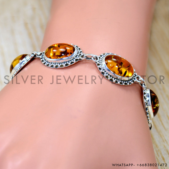 Amber 925 Sterling Silver Bracelet (SJWBR-653) Amber 925 Sterling Silver Bracelet (SJWBR-653)