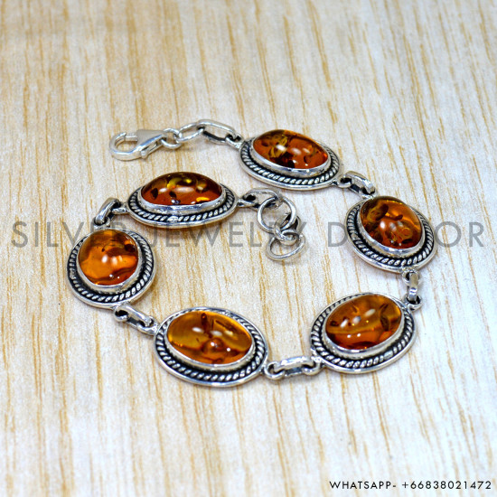 Amber 925 Sterling Silver Bracelet (SJWBR-654) Amber 925 Sterling Silver Bracelet (SJWBR-654)
