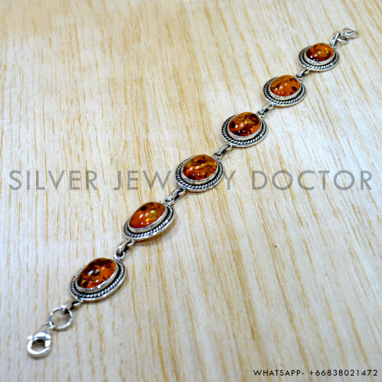 Amber 925 Sterling Silver Bracelet (SJWBR-654) Amber 925 Sterling Silver Bracelet (SJWBR-654)