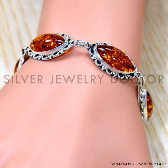 Amber 925 Sterling Silver Bracelet (SJWBR-656) Amber 925 Sterling Silver Bracelet (SJWBR-656)