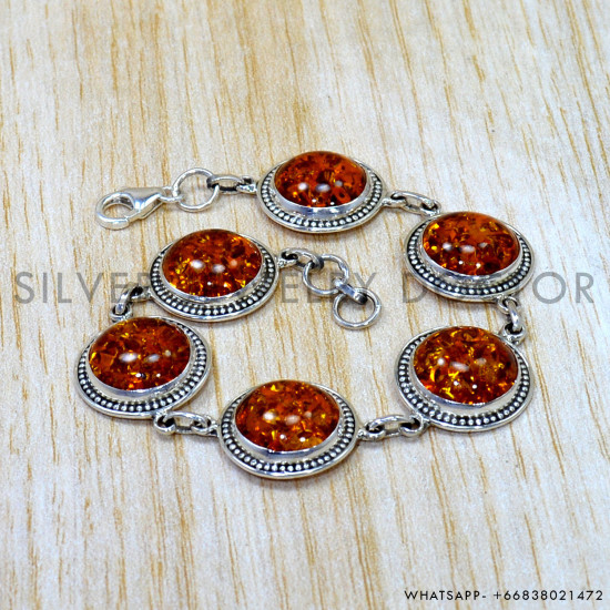 Amber 925 Sterling Silver Bracelet (SJWBR-657) Amber 925 Sterling Silver Bracelet (SJWBR-657)