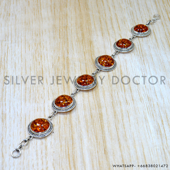 Amber 925 Sterling Silver Bracelet (SJWBR-657) Amber 925 Sterling Silver Bracelet (SJWBR-657)