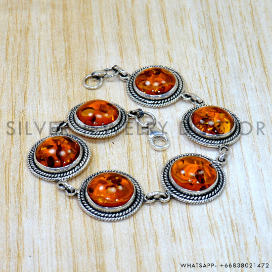 Amber 925 Sterling Silver Bracelet (SJWBR-659) Amber 925 Sterling Silver Bracelet (SJWBR-659)
