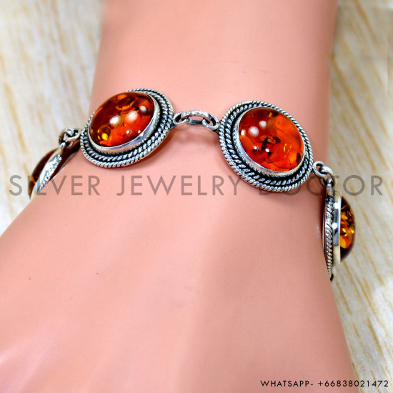 Amber 925 Sterling Silver Bracelet (SJWBR-659) Amber 925 Sterling Silver Bracelet (SJWBR-659)