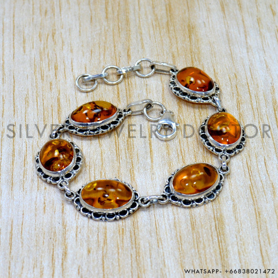 Amber 925 Sterling Silver Bracelet (SJWBR-660) Amber 925 Sterling Silver Bracelet (SJWBR-660)