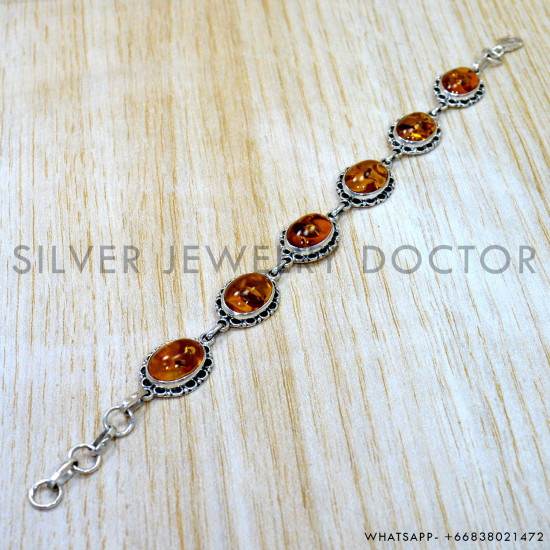 Amber 925 Sterling Silver Bracelet (SJWBR-660) Amber 925 Sterling Silver Bracelet (SJWBR-660)