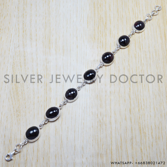 Garnet 925 Sterling Silver Bracelet (SJWBR-68) Garnet 925 Sterling Silver Bracelet (SJWBR-68)