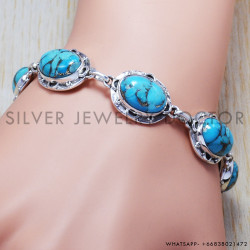 Turquoise 925 Sterling Silver Bracelet (SJWBR-69)