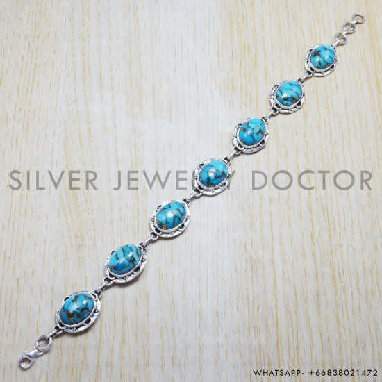 Turquoise 925 Sterling Silver Bracelet (SJWBR-69) Turquoise 925 Sterling Silver Bracelet (SJWBR-69)