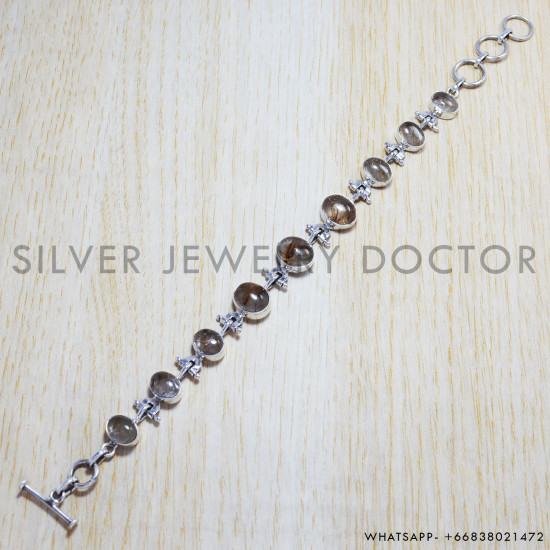 Golden Rutile 925 Sterling Silver Bracelet (SJWBR-7) Golden Rutile 925 Sterling Silver Bracelet (SJWBR-7)