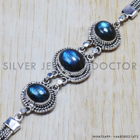 Labradorite 925 Sterling Silver Bracelet (SJWBR-73) Labradorite 925 Sterling Silver Bracelet (SJWBR-73)