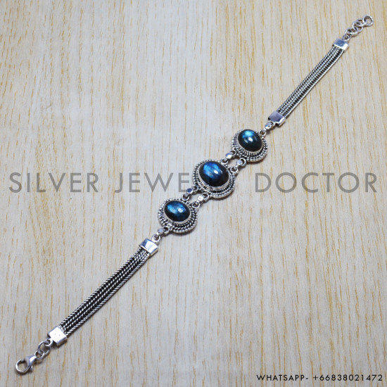 Labradorite 925 Sterling Silver Bracelet (SJWBR-73) Labradorite 925 Sterling Silver Bracelet (SJWBR-73)