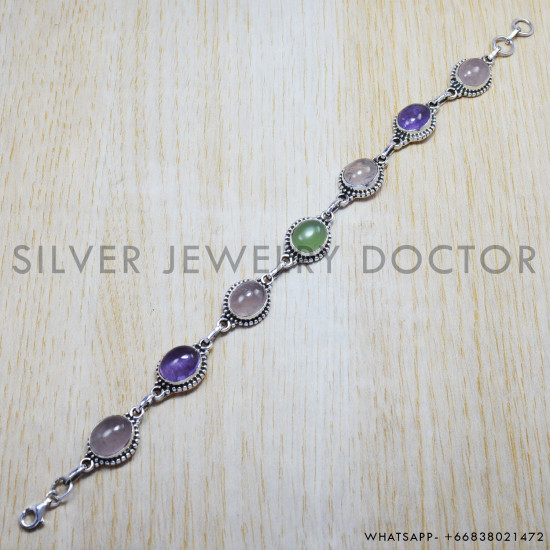 Prehnite 925 Sterling Silver Bracelet (SJWBR-74) Prehnite 925 Sterling Silver Bracelet (SJWBR-74)