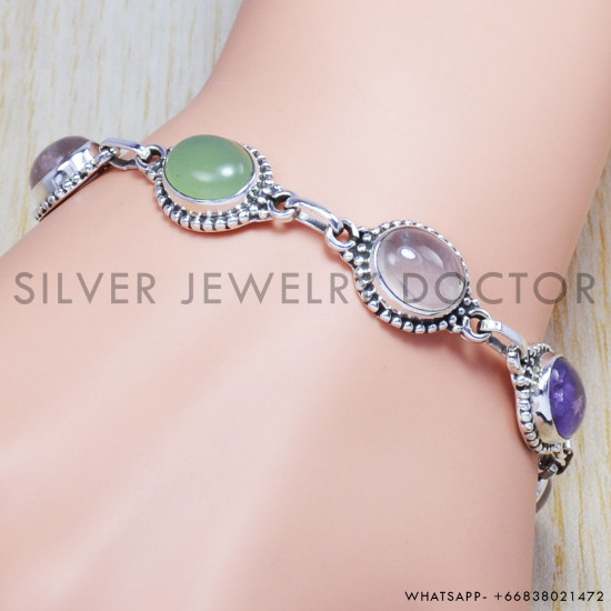 Prehnite 925 Sterling Silver Bracelet (SJWBR-74) Prehnite 925 Sterling Silver Bracelet (SJWBR-74)