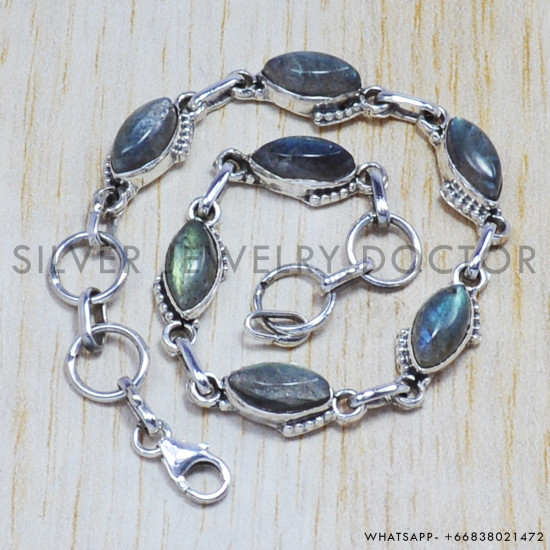 Labradorite 925 Sterling Silver Bracelet (SJWBR-75) Labradorite 925 Sterling Silver Bracelet (SJWBR-75)