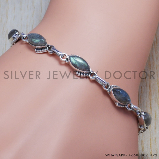 Labradorite 925 Sterling Silver Bracelet (SJWBR-75) Labradorite 925 Sterling Silver Bracelet (SJWBR-75)