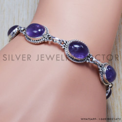 Amethyst 925 Sterling Silver Bracelet (SJWBR-77)
