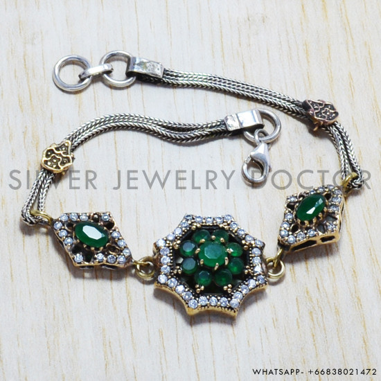Emerald 925 Sterling Silver Bracelet (SJWBR-78) Emerald 925 Sterling Silver Bracelet (SJWBR-78)