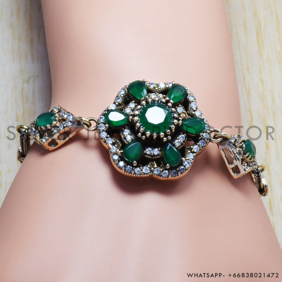Emerald 925 Sterling Silver Bracelet (SJWBR-78) Emerald 925 Sterling Silver Bracelet (SJWBR-78)