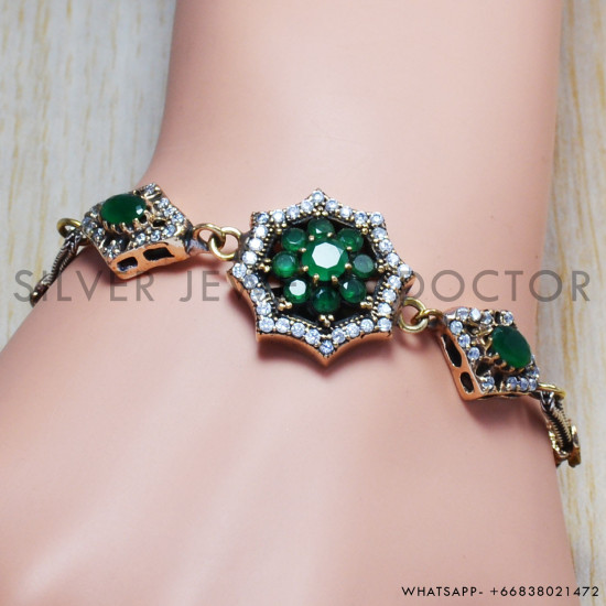 Emerald 925 Sterling Silver Bracelet (SJWBR-79) Emerald 925 Sterling Silver Bracelet (SJWBR-79)