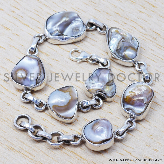 Moss Agate 925 Sterling Silver Bracelet (SJWBR-8) Moss Agate 925 Sterling Silver Bracelet (SJWBR-8)