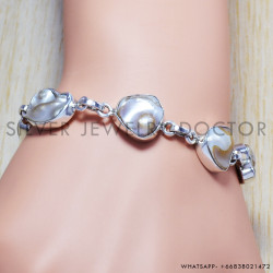 Moss Agate 925 Sterling Silver Bracelet (SJWBR-8)