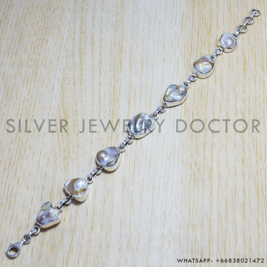 Moss Agate 925 Sterling Silver Bracelet (SJWBR-8) Moss Agate 925 Sterling Silver Bracelet (SJWBR-8)