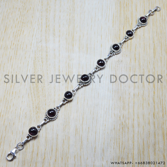 Garnet 925 Sterling Silver Bracelet (SJWBR-85) Garnet 925 Sterling Silver Bracelet (SJWBR-85)