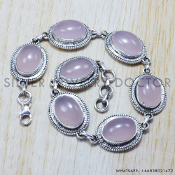 Rose Quartz 925 Sterling Silver Bracelet (SJWBR-86) Rose Quartz 925 Sterling Silver Bracelet (SJWBR-86)