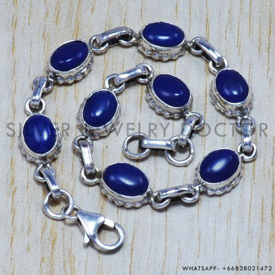 Lapis Lazuli 925 Sterling Silver Bracelet (SJWBR-88) Lapis Lazuli 925 Sterling Silver Bracelet (SJWBR-88)